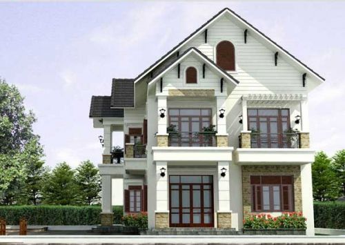 Thiết Kế Nhà Vuông Mái Thái 2 Mặt Tiền an dương