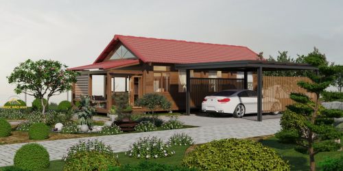 bản vẽ thiết kế nhà cấp 4 có 2 phòng ngủ ninh giang