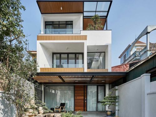 bản vẽ thiết kế nhà mái thái có vườn trước