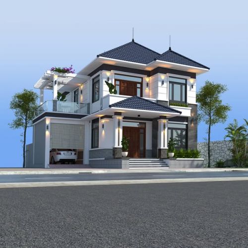 Bản Vẽ Thiết Kế Nhà Ống Mái Bằng thanh miện