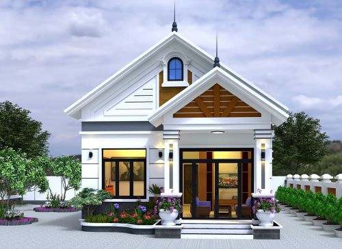 bản vẽ thiết kế nhà vuông mái bằng huyện Kiến Thuỵ