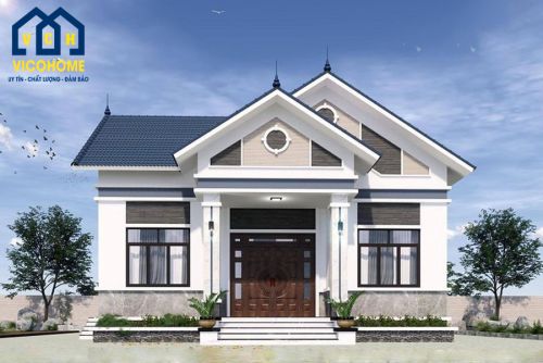 Bản Vẽ Thiết Kế Nhà Vuông Mái Bằng 2 Mặt Tiền vĩnh bảo