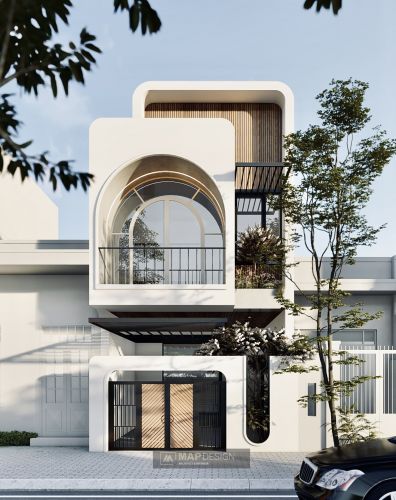 Bản Vẽ Thiết Kế Nhà Ống Cấp 4 Mái Thái Có 5 Phòng Ngủ thanh miện