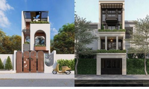 Bản Vẽ Thiết Kế Nhà Vuông 2 Mặt Tiền thủy nguyên