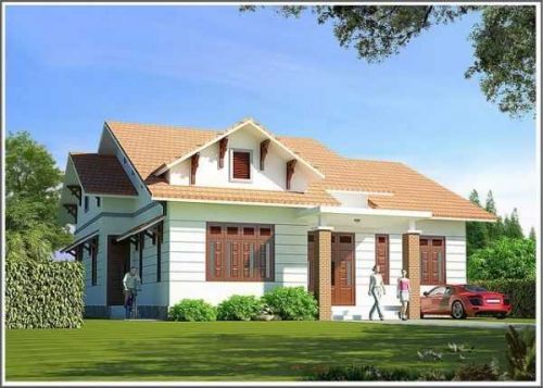 Bản Vẽ Thiết Kế Nhà Vuông Mái Thái Có Sân ngô quyền