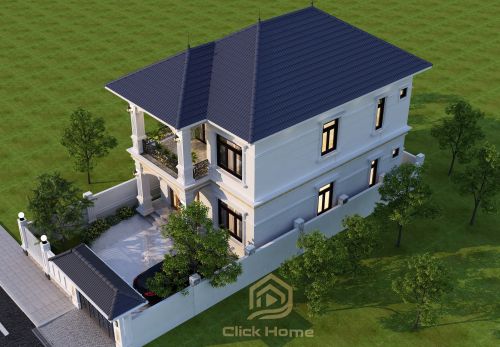 Bản Vẽ Thiết Kế Nhà Ống mái thái 2 Mặt Tiền kim thành